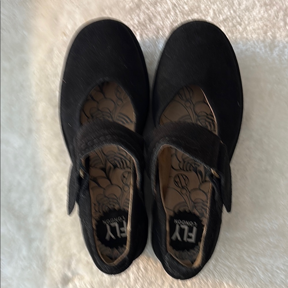 Fly London Black Strap Shoes